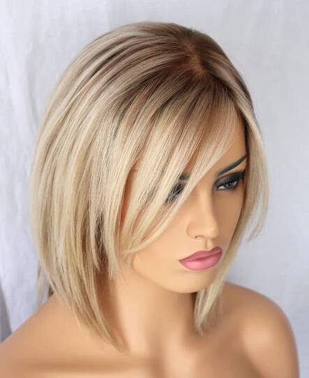 Hot Brazilian Short Bob Wig Blonde Human Hair Silk Base Full Lace Lace front Wig #Unbranded #Bob | Bobs for thin hair, Thick hair styles, Bob hairstyles