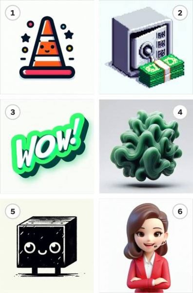 various images with white background generated by a Dall-E prompt