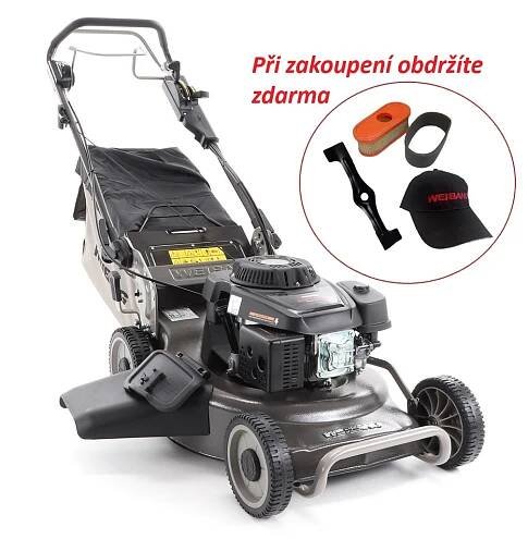Benzínová sekačka na trávu s pojezdem Weibang WB 507 SCV 6in1+ Sestavení, servis plus, kanystr, olej, kartáč