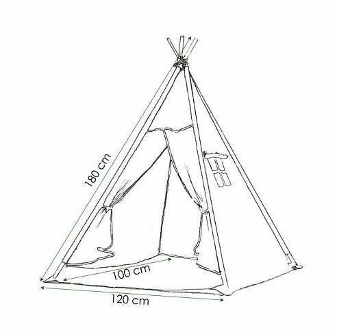 Teepee stan pro děti SPRINGOS Zelený s hvězdami