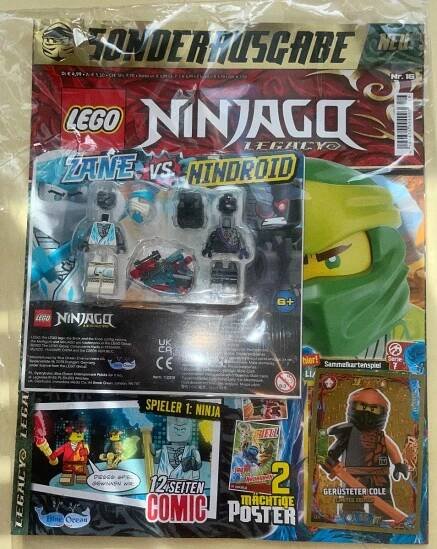 Lego NINJAGO= časopis + hračka ZANE VS NINDROID.