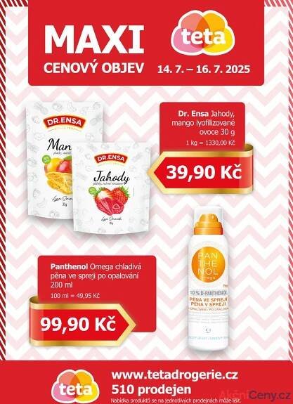 Leták Teta drogerie - Teta drogerie Maxi cenový objev od 14.7. do 16.7.2025 - strana 1