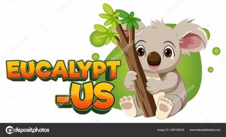 Adorable Koala Enjoying Eucalyptus Tree Humorous Cartoon