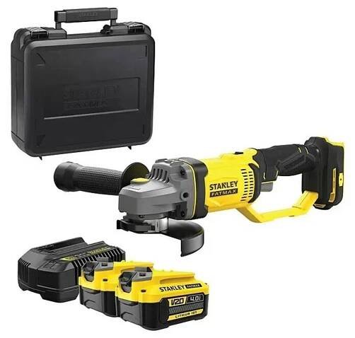 Akumulátorová úhlová bruska STANLEY FatMax SFMCG700M2K-QW, 18 V, 2 baterie, 4 Ah, průměr kotouče: 125 mm