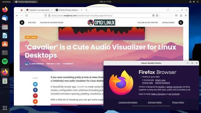 firefox 110 in ubuntu 22.04 lts