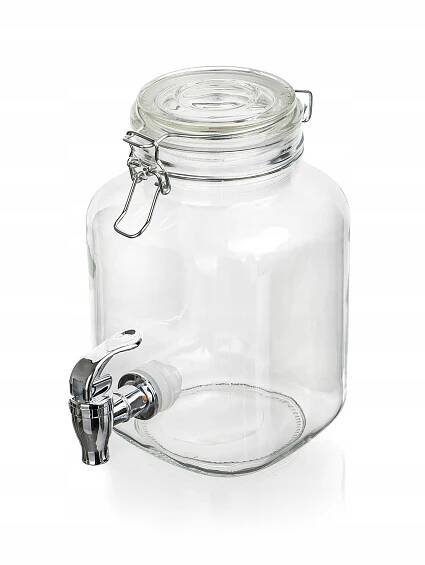 Velkokapacitní skleněná láhev s kohoutkem a kovovým víčkem 2200 ml Barva průhledná