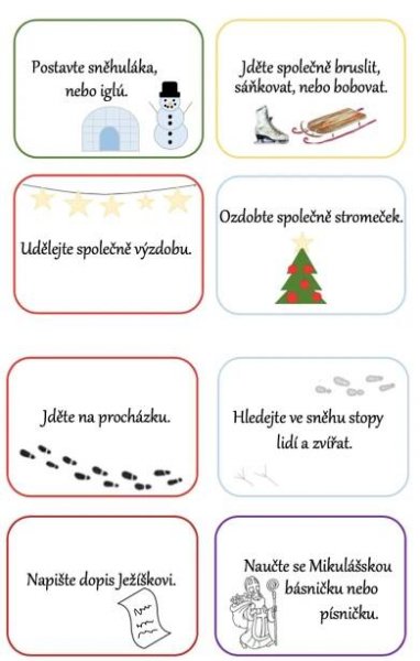zimní, zima, adventní, advent, kartička, karta, tipy, aktivity