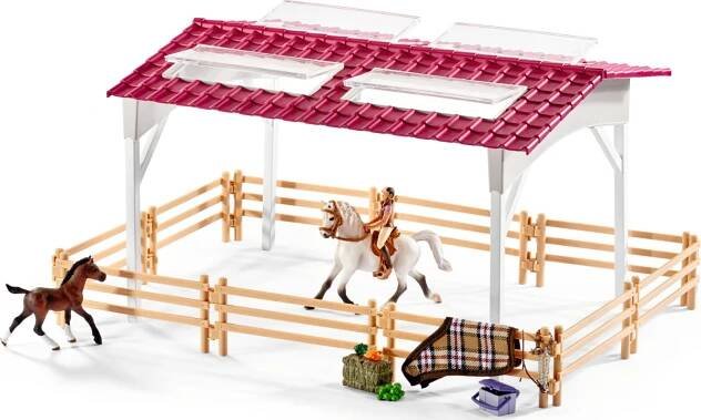 Schleich 42344 Stáj s koňmi a příslušenstvím v pastelových barvách