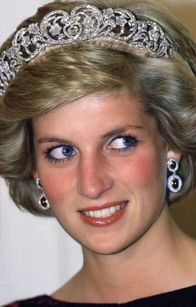 the princess is wearing a tiara and earrings