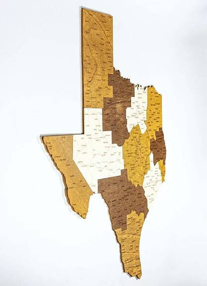 Texas dřevěná mapa