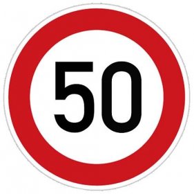 Označení nejvyšší povolené rychlosti – 50 km, samolepicí fólie, Ø 450 mm