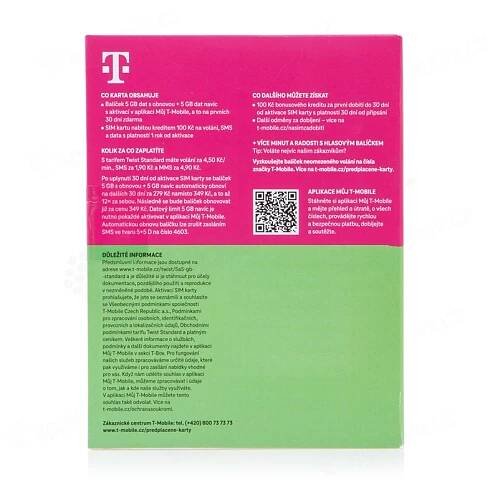 SIM karta T-Mobile Twist - předplacená - 10GB (5GB+5GB) - kredit 100 Kč (1)