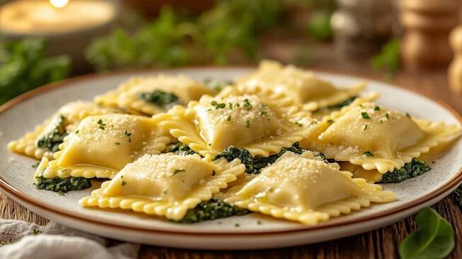 Ravioli ricotta e spinaci – plněné těstoviny s ricottou a špenátem