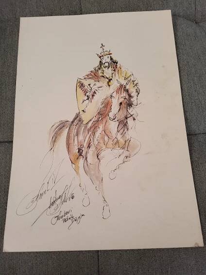 Frantisek Kollman, krasny obraz, Karel IV. signovano, komb. technika