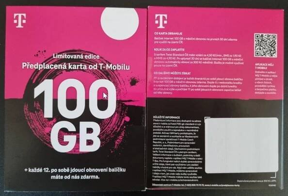 T-Mobile 100 GB datová karta-limitka, nerozbalená, exp. 30.9.2025 - Mobily a chytrá elektronika