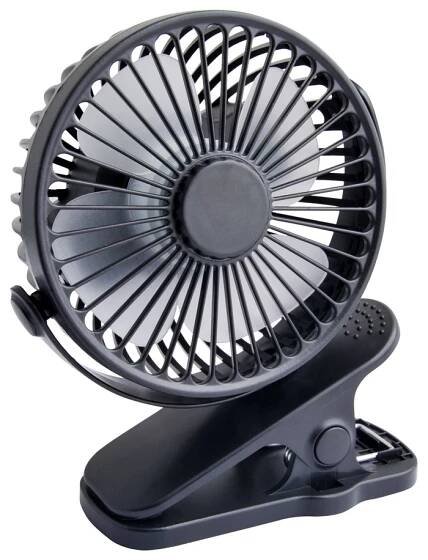 Obrázek produktu pro Stolní ventilátor s klipem 10cm usb + baterie, černý