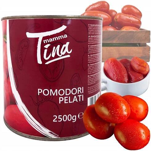 Rajčata PELATI CELÉ 2500 g v PLECHOVCE Mamma Tina italské BEZ KONZERVANTŮ