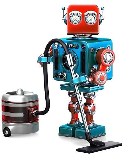 Robot čistič. Návrh technologie. Izolovaný. Obsahuje — Stock obrázek