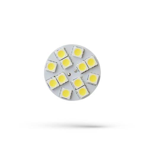 LED G4 12V 2W 12 LED teplá bílá 2700 - 3300K (žluté světlo) 30mm placatá