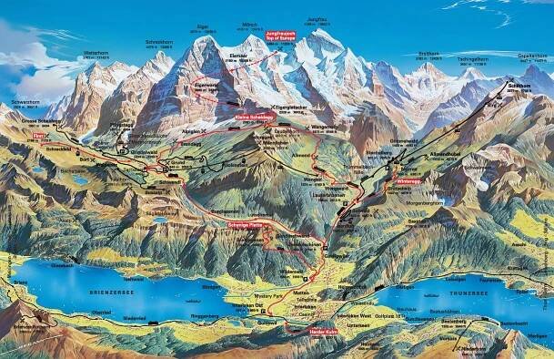 Map of the Jungfrau region.