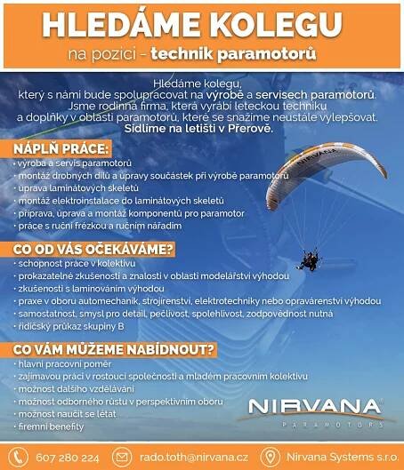 Volná pracovní pozice - Nirvana Paragliding