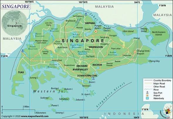 What are the Key Facts of Singapore? | Singapore map, Map, Singapore