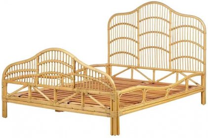 Ratanová postel 140 x 200 cm světlé dřevo DOMEYROT  Beliani