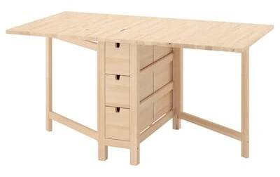 NORDEN Stůl se sklopnými deskami, bříza, 26/89/152x80 cm