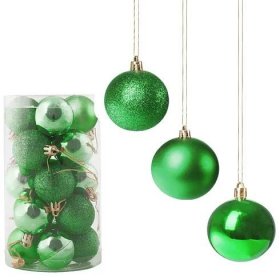 Vánoční baňky zelené mix - 4cm, sada 20ks