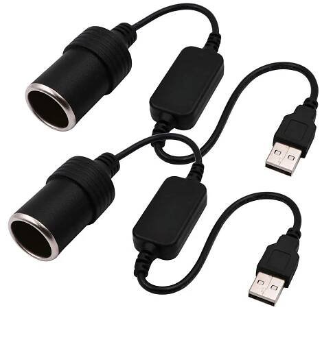 Redukční kabel do zapalovaní auta / USB A /12V/2ks/1m/samec/1Kč