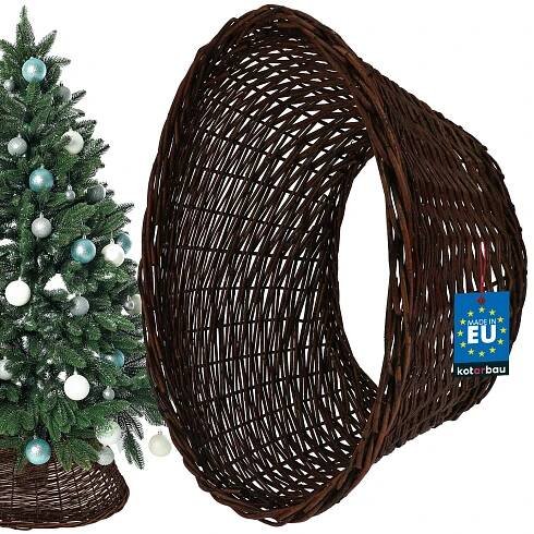 Koš z proutí ø60 cm na stojan pod vánoční stromek boho - Barva tmavě hnědá