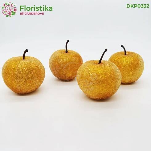 Žluto zlatá jablíčka 5,5cm/4ks - Floristika.cz