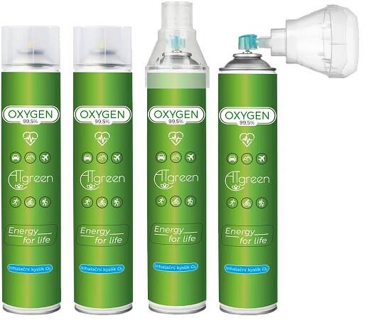 Startovací balíček inhalační kyslík O2 4 ks + pulzní oxymetr