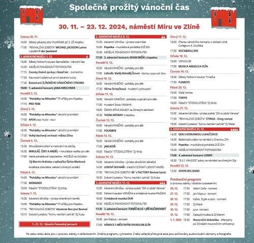 Plakát s harmonogramem trhů.