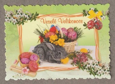 Velikonoční pohlednice s textem, vydal Aria, nepoužitá