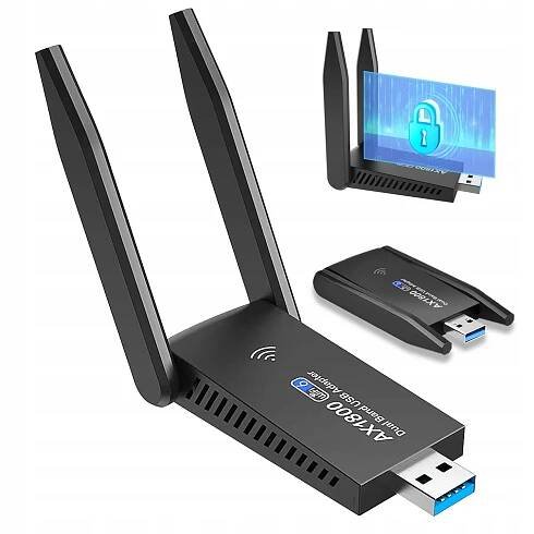 WiFi adaptér USB 3.0 Síťová karta 1800Mbps 2.4/5 GHz pro počítač Anténa