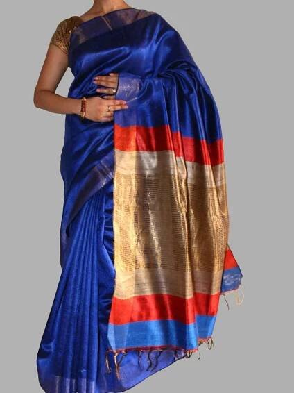 dark-blue-and-red-bhagalpuri-tussar-silk-sari
