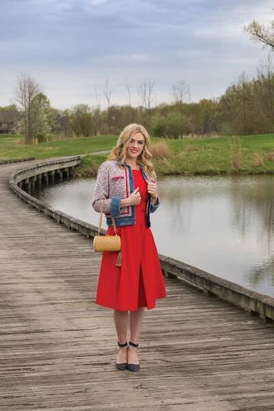 Leal-red-dress-denim-jacket-cover