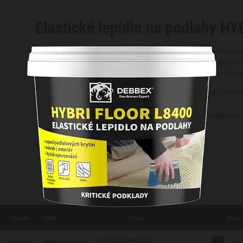 Elastické lepidlo na podlahy HYBRI FLOOR L8400 Den Braven 5 kg