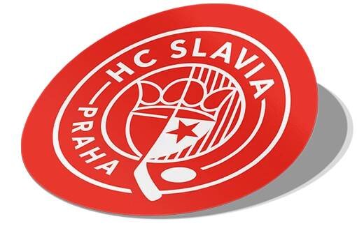 Samolepka kruhové logo červená 5 cm HC Slavia Praha