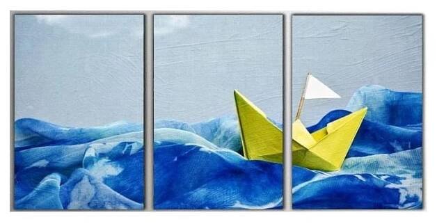 3dílný obraz Paper Boat, 45x90 cm
