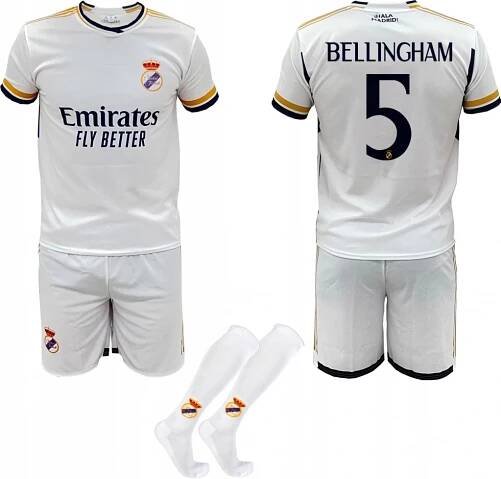 ShopJK Bellingham Real Madrid dětský fotbalový dres s podkolenkami komplet