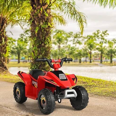 COSTWAY 6V dětské elektrické auto 2,8-4,6 km/h mini dětské auto s přepínačem vpřed a vzad, elektrická vozidla, dětská čtyřkolka ATV pro děti 3+ do 30 kg