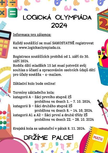 Logická olympiáda 2023 – info pro zájemce – ZŠ MUDr. Emílie Lukášové a Klegova
