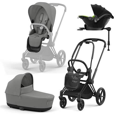 CYBEX Set 3v1 Priam 4.0 Matt Black Mirage Grey Platinum + KIDDY Evoluna i-size 2 Lizard Green | feedo.cz
