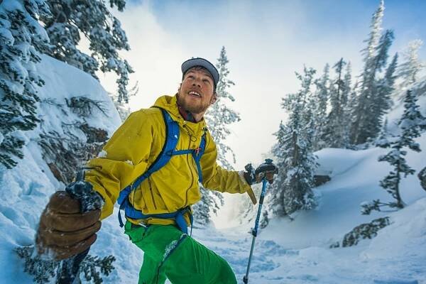 Kyle Miller skinning uphill in the Wasatch