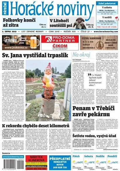 Časopis Horácké Noviny Pátek 2.8.2019 č. 057