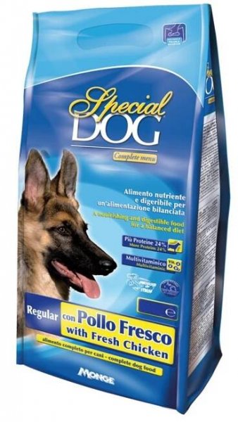 Monge 15kg Special Dog Premium Regular with Fresh Chicken + ZDARMA 4kg granulí stejného druhu.