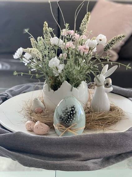 Easter Flower Arrangement with Eggs