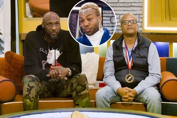 Lamar Odom and Todd Bridges sitting together on "Celebrity Big Brother" with an inset of Todrick Hall.